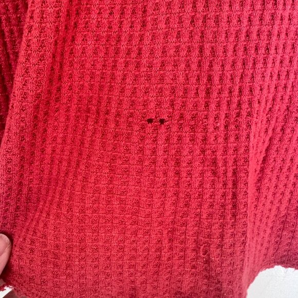 We The Free By Free People Red Waffle Knit Cowl Neck Tunic Top Womens S - Picture 3 of 9